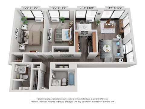bedroom floor plan anjou 1600 a, opens a dialogat The Montrose, Chicago, Illinois 60613